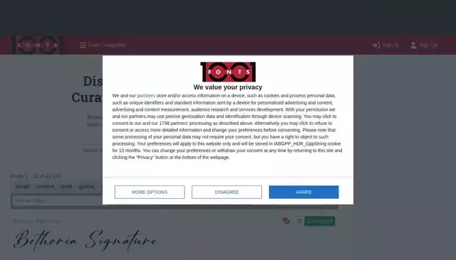 1001fonts.com homepage screenshot