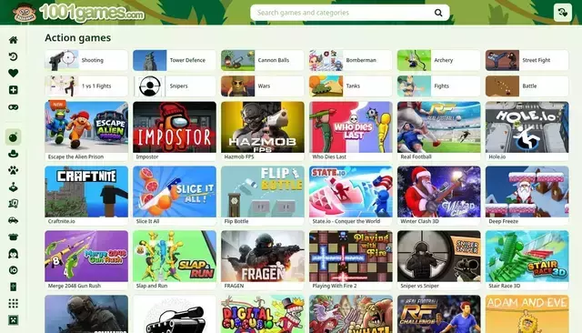 1001games.com homepage screenshot