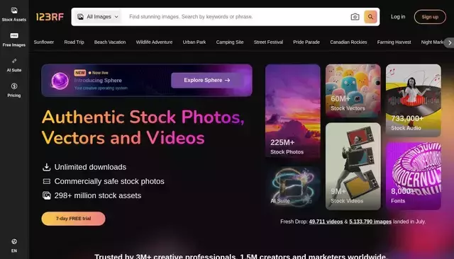 123rf.com homepage screenshot