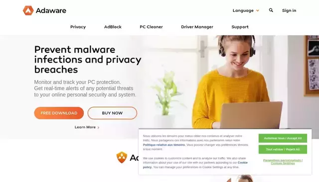 adaware.com homepage screenshot
