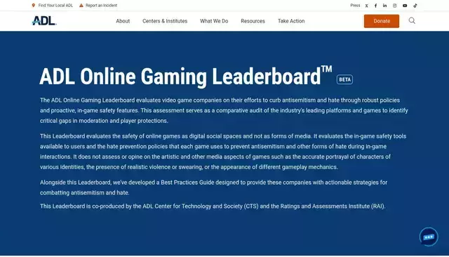 adl.org homepage screenshot