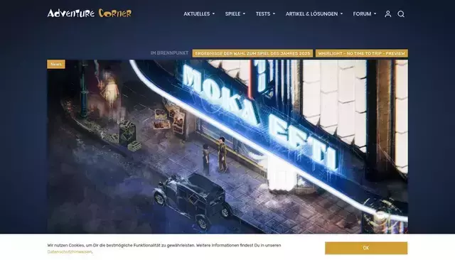 adventurecorner.de homepage screenshot