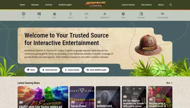 adventuregamers.com homepage screenshot