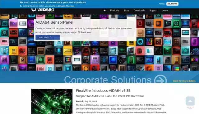 aida64.com homepage screenshot