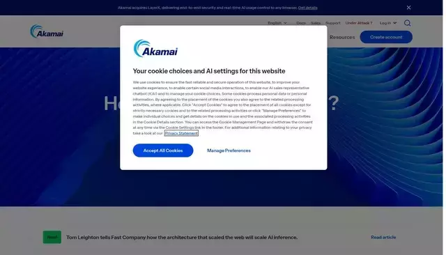 akamai.com homepage screenshot