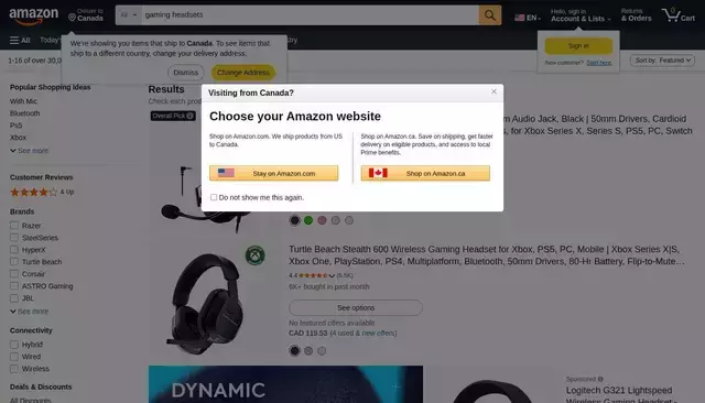 amazon.com homepage screenshot