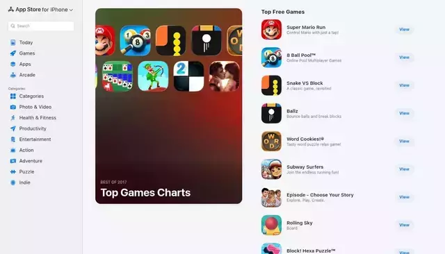apps.apple.com homepage screenshot