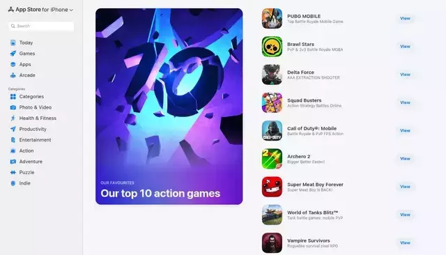 apps.apple.com homepage screenshot