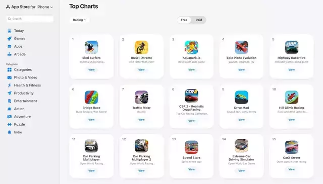 apps.apple.com homepage screenshot