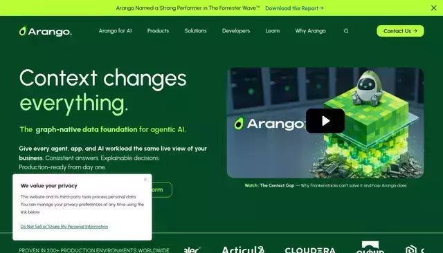 arangodb.com homepage screenshot