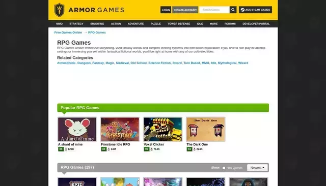 armorgames.com homepage screenshot