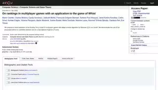 Arxiv [2604.00641] On rankings in multiplayer games with an application to the game of Whist