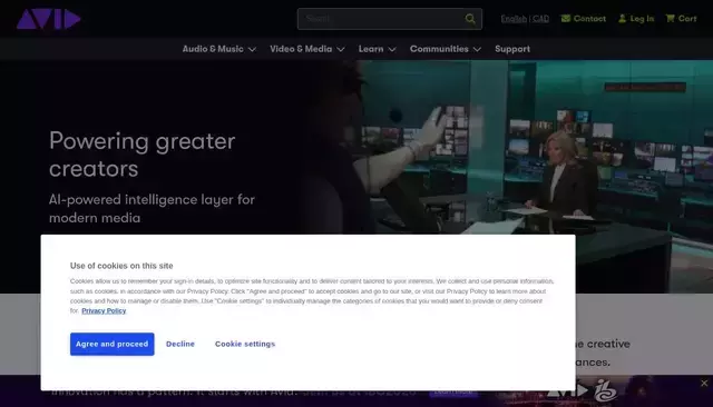 avid.com homepage screenshot