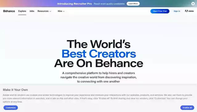 behance.net homepage screenshot