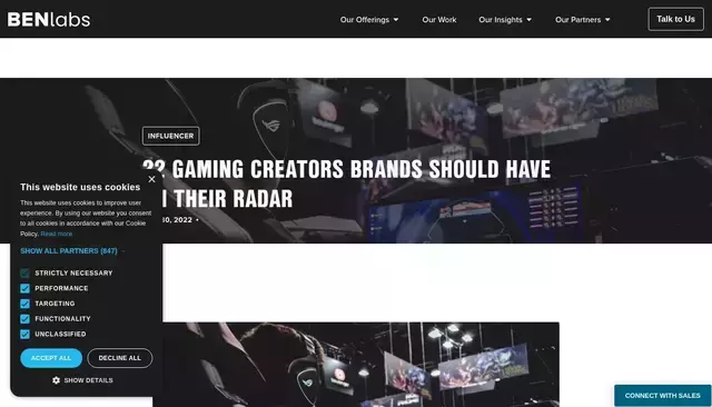 benlabs.com homepage screenshot