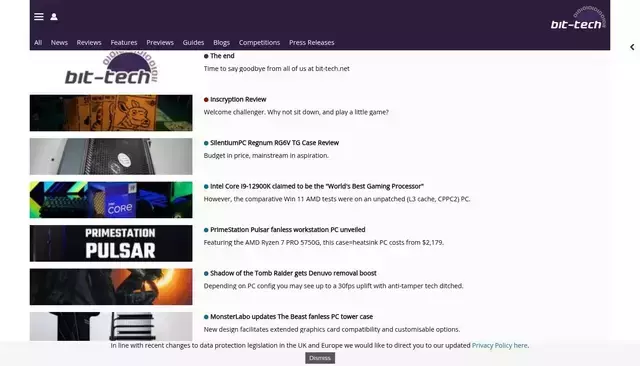 bit-tech.net homepage screenshot