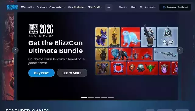 blizzard.com homepage screenshot