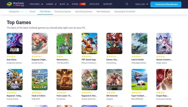 bluestacks.com homepage screenshot