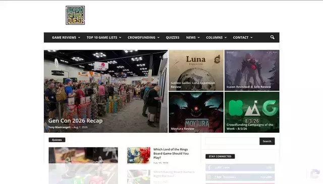 boardgamequest.com homepage screenshot