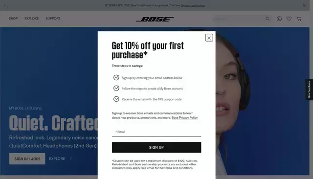 bose.com homepage screenshot
