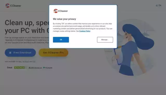 ccleaner.com homepage screenshot