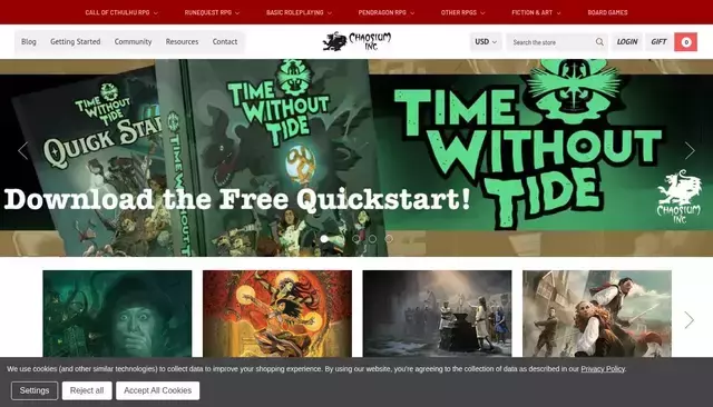 chaosium.com homepage screenshot