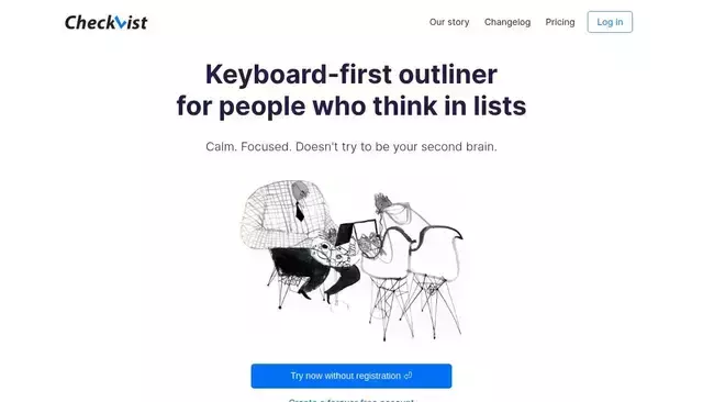 checkvist.com homepage screenshot