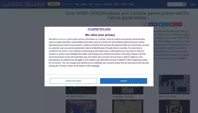 classicreload.com homepage screenshot