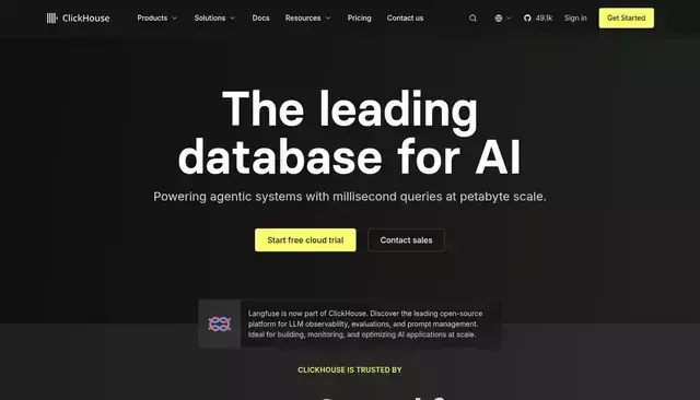 clickhouse.com homepage screenshot