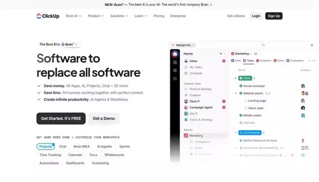 clickup.com homepage screenshot