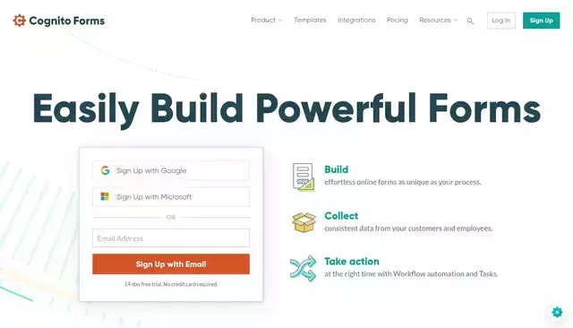 cognitoforms.com homepage screenshot