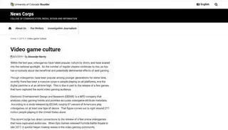 Colorado Video game culture | News Corps | University of Colorado Boulder