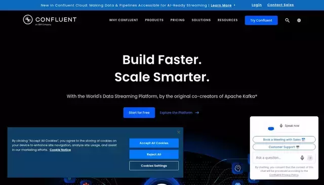 confluent.io homepage screenshot