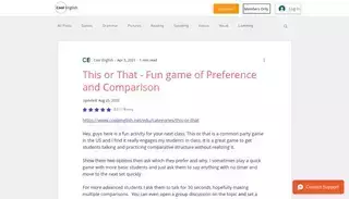 Cool English This or That - Fun game of Preference and Comparison