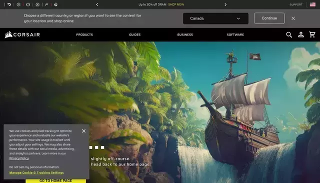 corsair.com homepage screenshot
