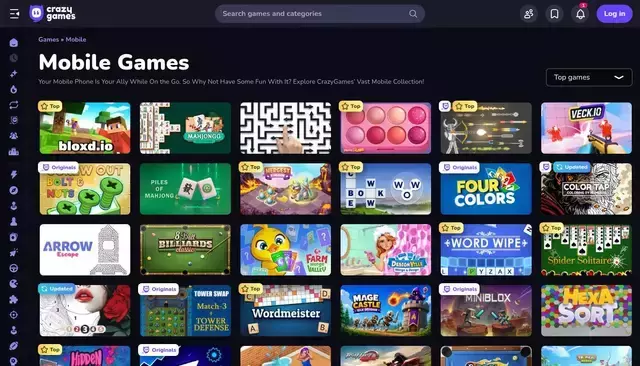 crazygames.com homepage screenshot