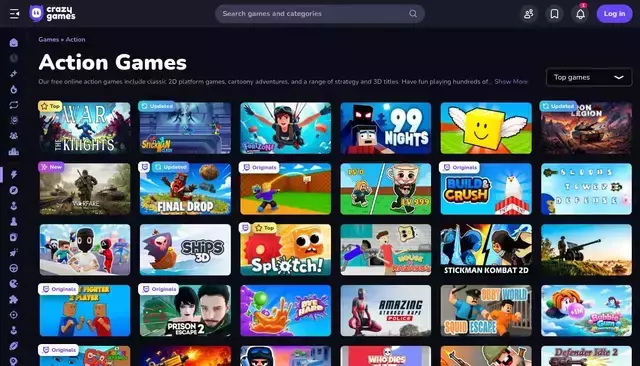 crazygames.com homepage screenshot