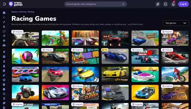 crazygames.com homepage screenshot