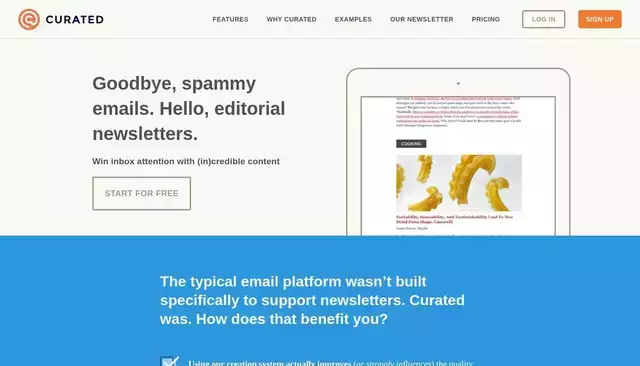 curated.co homepage screenshot