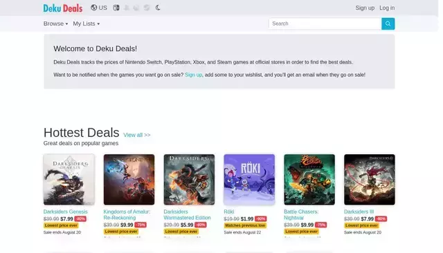 dekudeals.com homepage screenshot