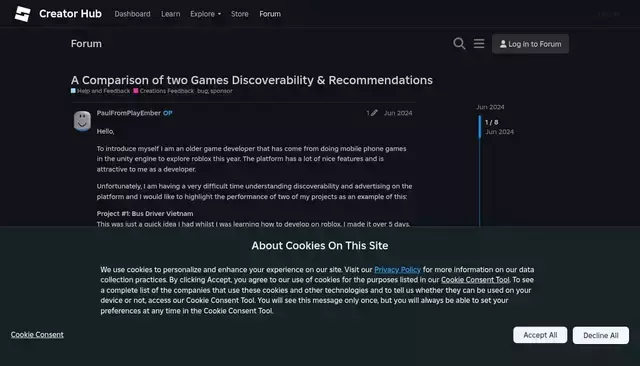 devforum.roblox.com homepage screenshot