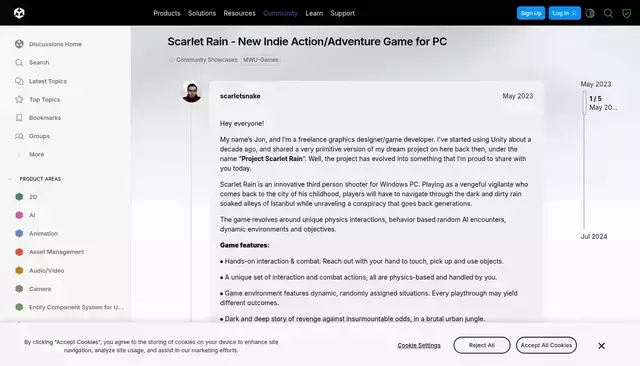 discussions.unity.com homepage screenshot