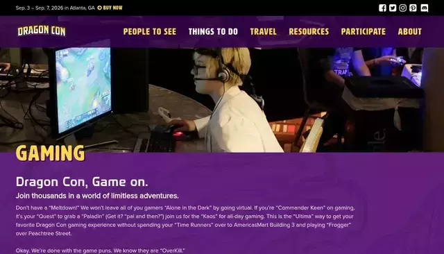 dragoncon.org homepage screenshot