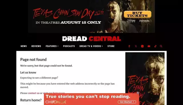 dreadcentral.com homepage screenshot