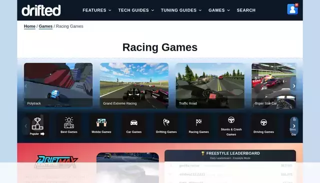 drifted.com homepage screenshot
