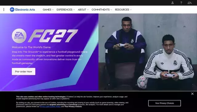 ea.com homepage screenshot