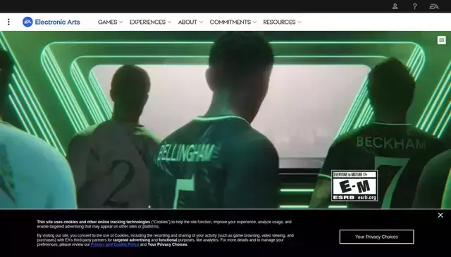 ea.com homepage screenshot