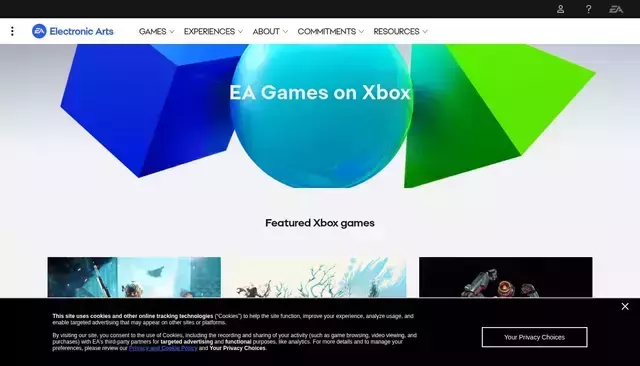 ea.com homepage screenshot