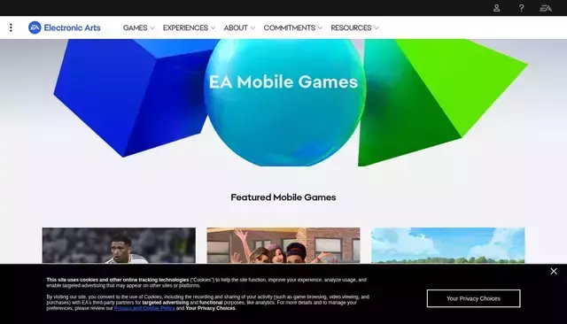 ea.com homepage screenshot