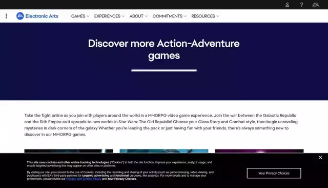 ea.com homepage screenshot